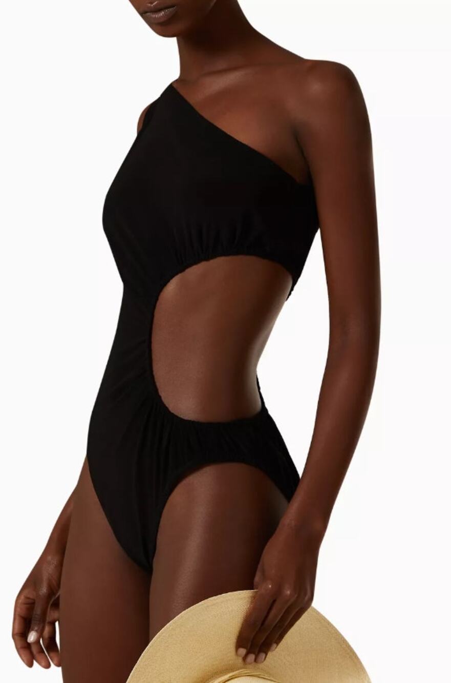 NORMA KAMALI Sunburst One-piece Swimsuit Black Mio Side Cut Out Women's XS